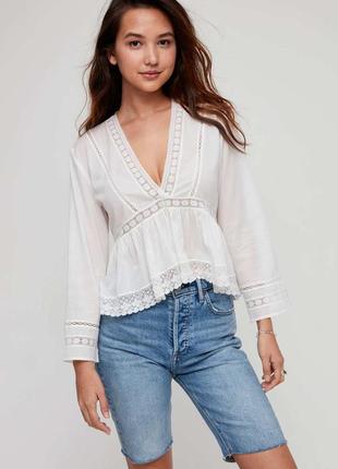 Белая невесомая блуза sunday best aritzia emilia