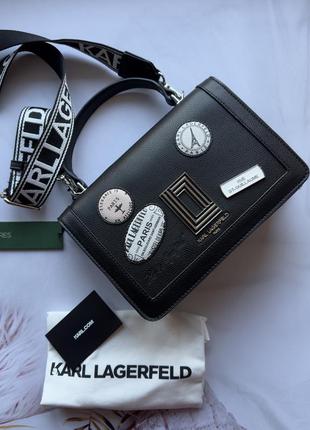 Сумка кожаная женская karl lagerfeld logo leather оригинал полный комплект