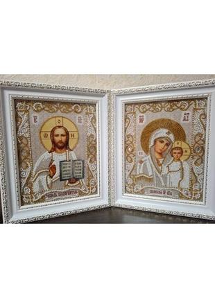Ікони  вінчальна пара. р-365 вишиті бісером.