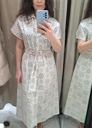 Платье миди из хлопка zara.