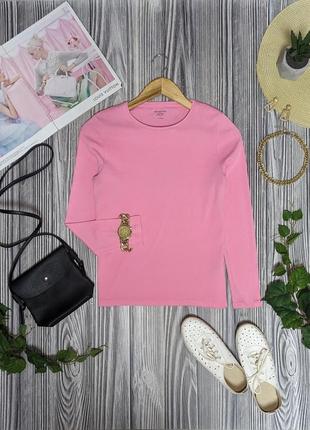 Розовый хлопковый трикотажный лонгслив marks & spencer #4051