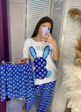 Пижама 3 в 1 шорти футболка штаны для сна, ночний комплект  , домашняя одежда