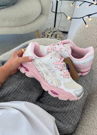 Кросівки gel nyc  silver pink premium