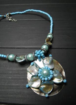 Ожерелье цветок перламутр 7