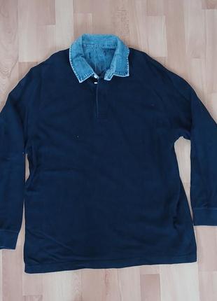 Тенниска с джинсовым воротником xl