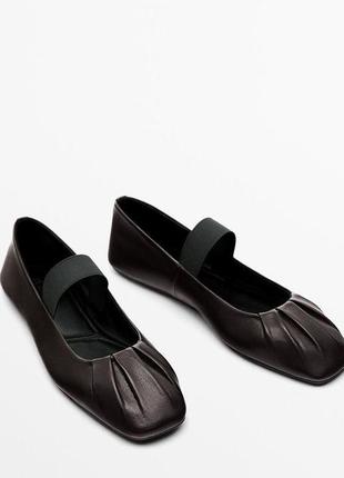 Туфли балетки кожаные massimo dutti