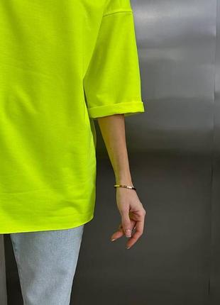 Футболка женская оверсайз неон желтый оранж круглый вырез