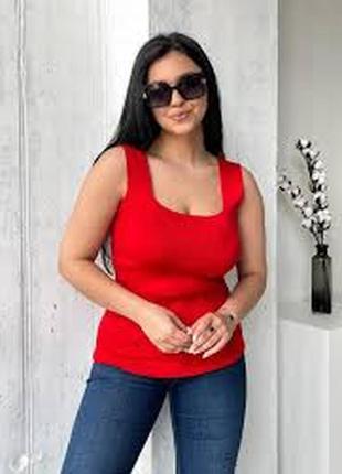 Стрейчева червона майка блуза в рубчик від glaser