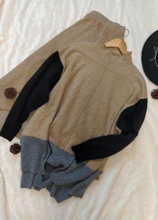 Кашемир 100% cashmere овер сайз свитер колорблок базовые цвета3 фото