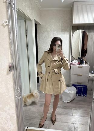 Бежевий тренч zara 3