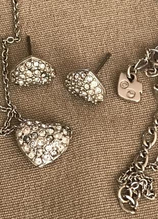 Комплект серьги и цепочку с подвеской swarovski