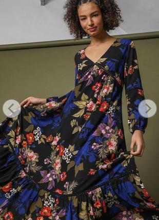Красивое платье длинная принт цветы 12 л