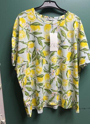 Футболка zara нова колекція принт лимон🍋