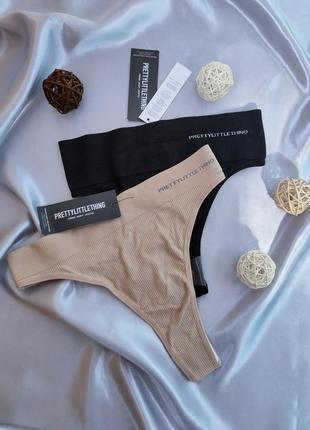 Трусики комплект трусиков в рубчик prettylittlething plt m, 38, 46