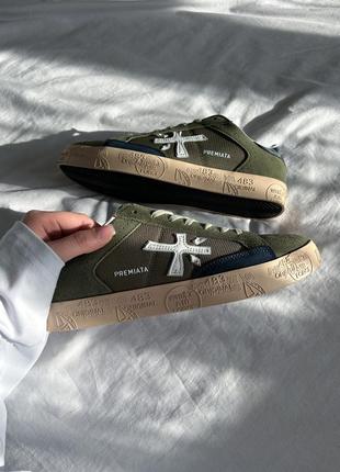 Кроссовки premiata steven ''green beige' зеленые мужские