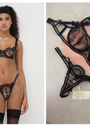 Сетевой черный эксклюзивный комплект victoria’s secret for love &amp;lemons 32d.