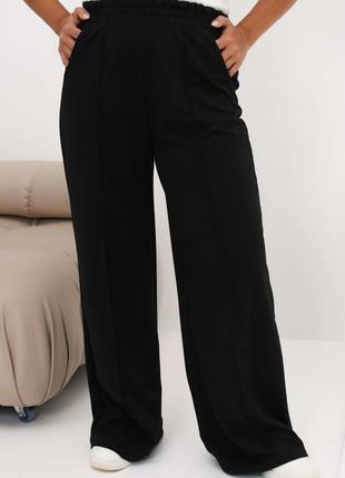 Брюки прямые трикотаж батал. черный, серый. 48-62.