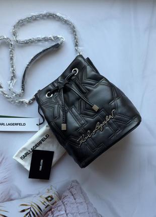 Сумка кожаная женская karl lagerfeld leisure bucket bag оригинал полный комплект