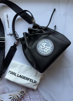 Кожаная сумка karl lagerfeld leisure bucket bag оригинал полный комплект