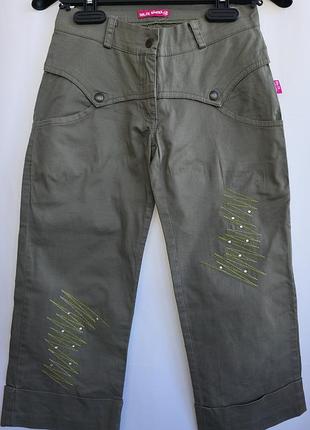 Модні штани дівчинці вкорочені dolce bimba хакі. італія кюлоти бріджи капрі 2