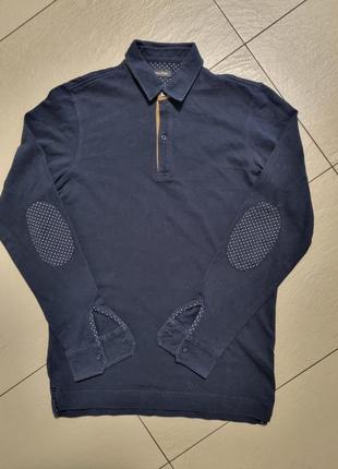 Поло с длинным рукавом в синем цвете