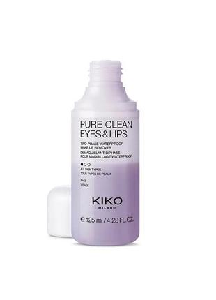 Рідина двофазна для зняття макіяжу двофазна kiko pure clean eyes & lips 125мл