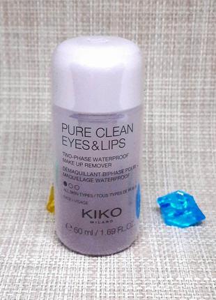 Рідина для зняття макіяжу двофазна kiko pure clean eyes & lips 50мл