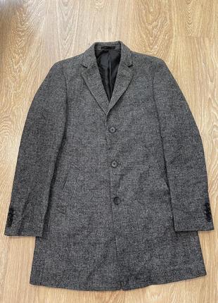 Мужское шерстяное пальто твидовое в клетку