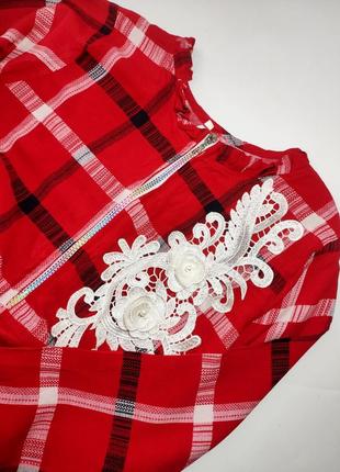 Платье женское длинное красного цвета в клетку на молнии с поясом от бренда italy s m4 фото