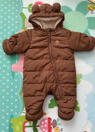 Комбінезон теплий для немовлят мішка розмір 56(56-65р)в коричневому кольорі h&m