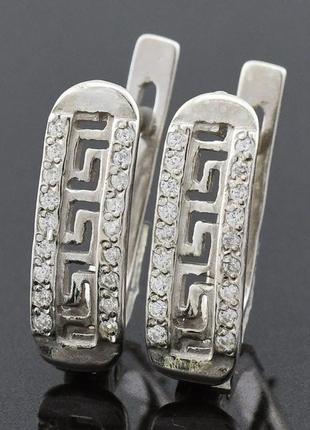 Серьги серебро 925 сережки серебряные орнамент 2358