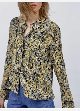 Летний легкий жакет zara, блуза с восточным орнаментом желто черная