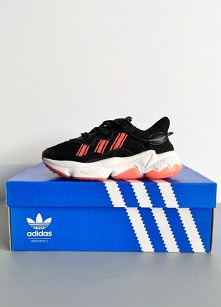 Женские кроссовки adidas ozweego black orange адидас озвученного черного с оранжевым цветами