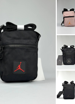 Барсетка jordan  bag чорна / рожева