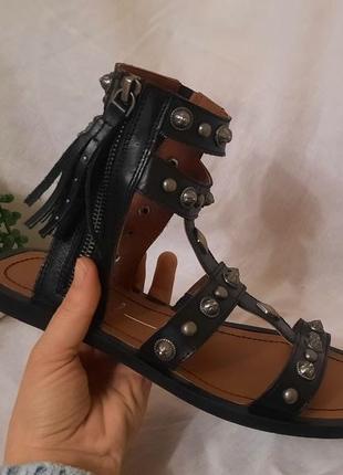 Кожаные гладиаторские винтажные босоножки,сандалы бренда river island 4