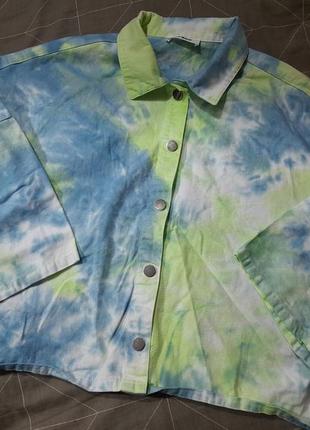 Рубашка из денима в стиле овер сайз тай-дай укороченная tally weijl3 фото