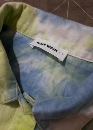 Рубашка из денима в стиле овер сайз тай-дай укороченная tally weijl4 фото