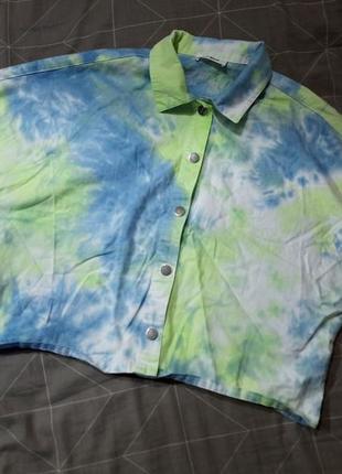 Рубашка из денима в стиле овер сайз тай-дай укороченная tally weijl