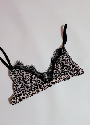 Бралетт сеточка лео принт с кружевом #1126#