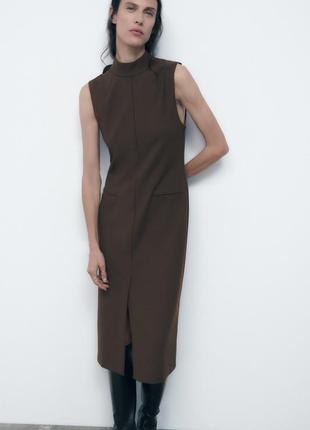 Платье zara шоколадного цвета s