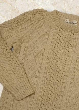 Винтажный ирландский шерстяной свитер цвета слоновой кости unisex