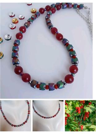 Ожерелье с агатом. чокер. авторские украшения. моя же ты ягодка.