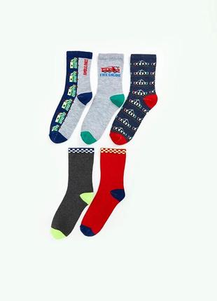 3-4 / 4-6 лет новые фирменные детские высокие носки 5 пар принт авто машинки lc waikiki носки