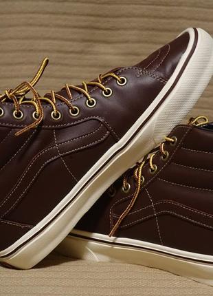 Легкие высокие темно-бордовые кожаные кеды vans sk8-hi groundbrkrs 44 1/2 р. ( 28 см.)