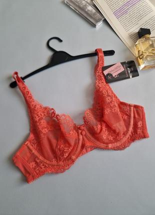 Бюст кружевной коралловый с косточкой 70с hunkemoller 💝скидка до 25.04💝
