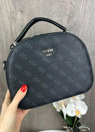 Каркасна жіноча сумка стиль guess чорна, сумочка на плече гесс 1784 женская мини сумка супер