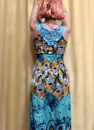 Бирюзовое платье в восточном стиле4 фото