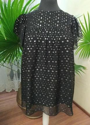 Блуза віскозний шифон в люрексові горохи, на підкладі