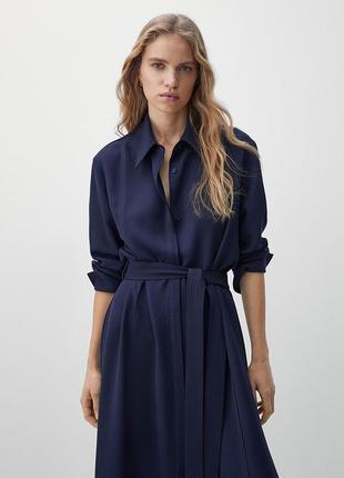 Синее длинное платье massimo dutti