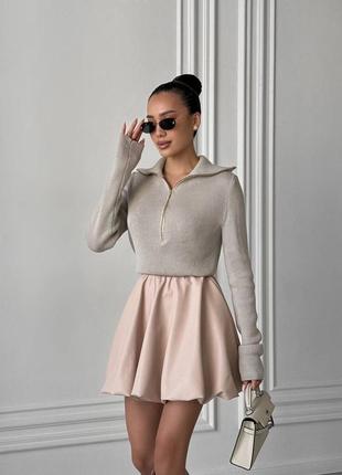 Накладной платеж ❤ кожаная юбка баллон тюльпан на высокой талии на подкладке